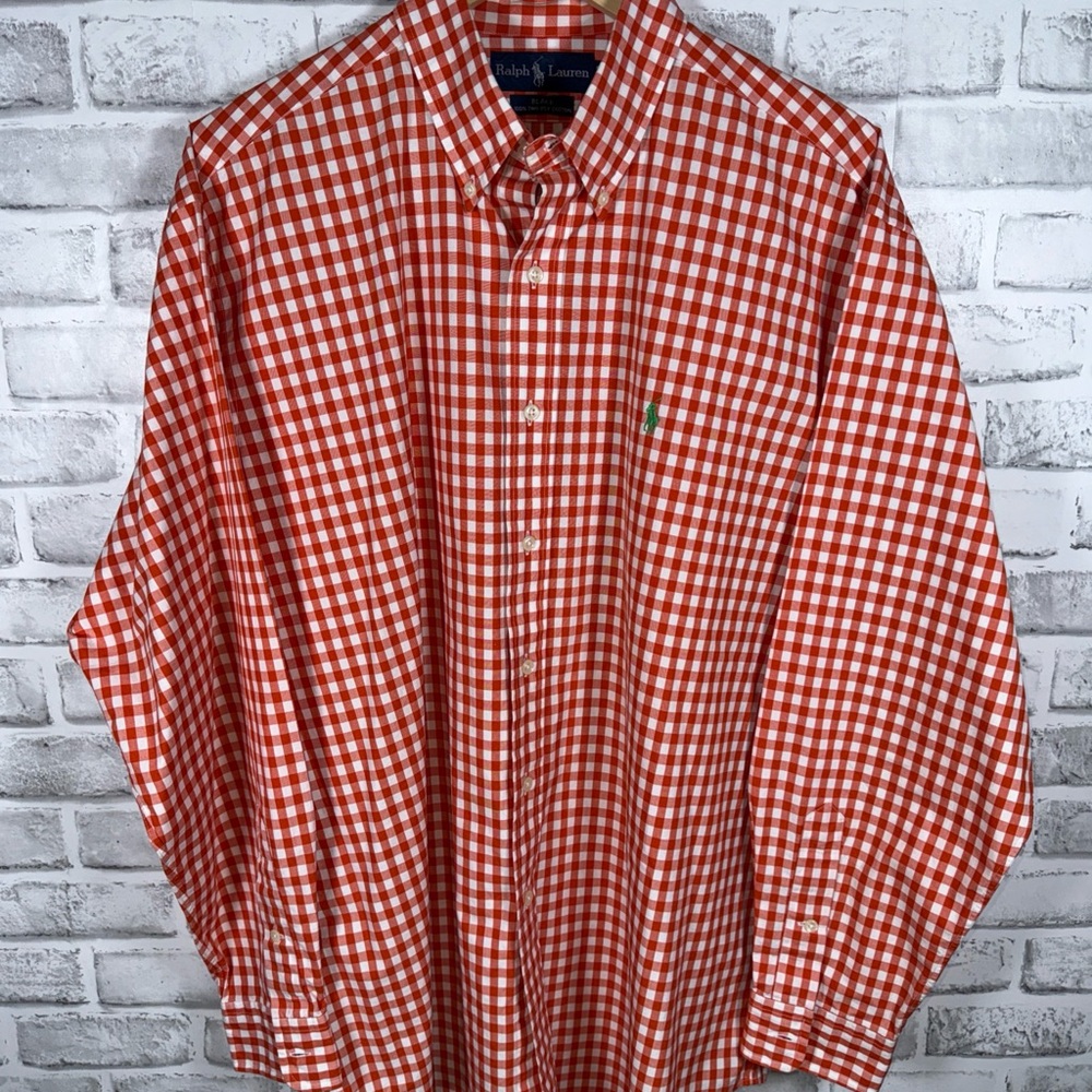 Ralph Lauren Red and White Plaid Men's Shirt